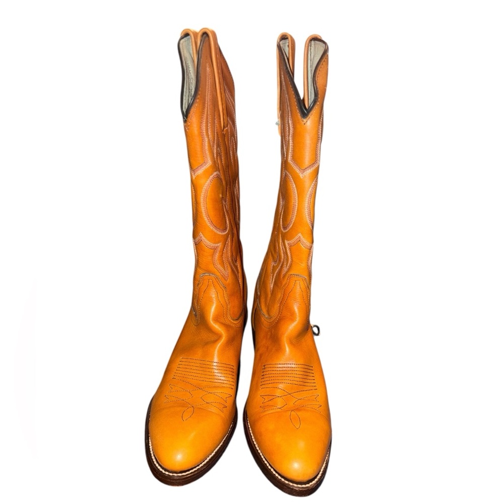 Frye Women's Leather Vintage Western Heeled Cowgirl Boots In Orange/Butterscotch - Picture 3 of 9